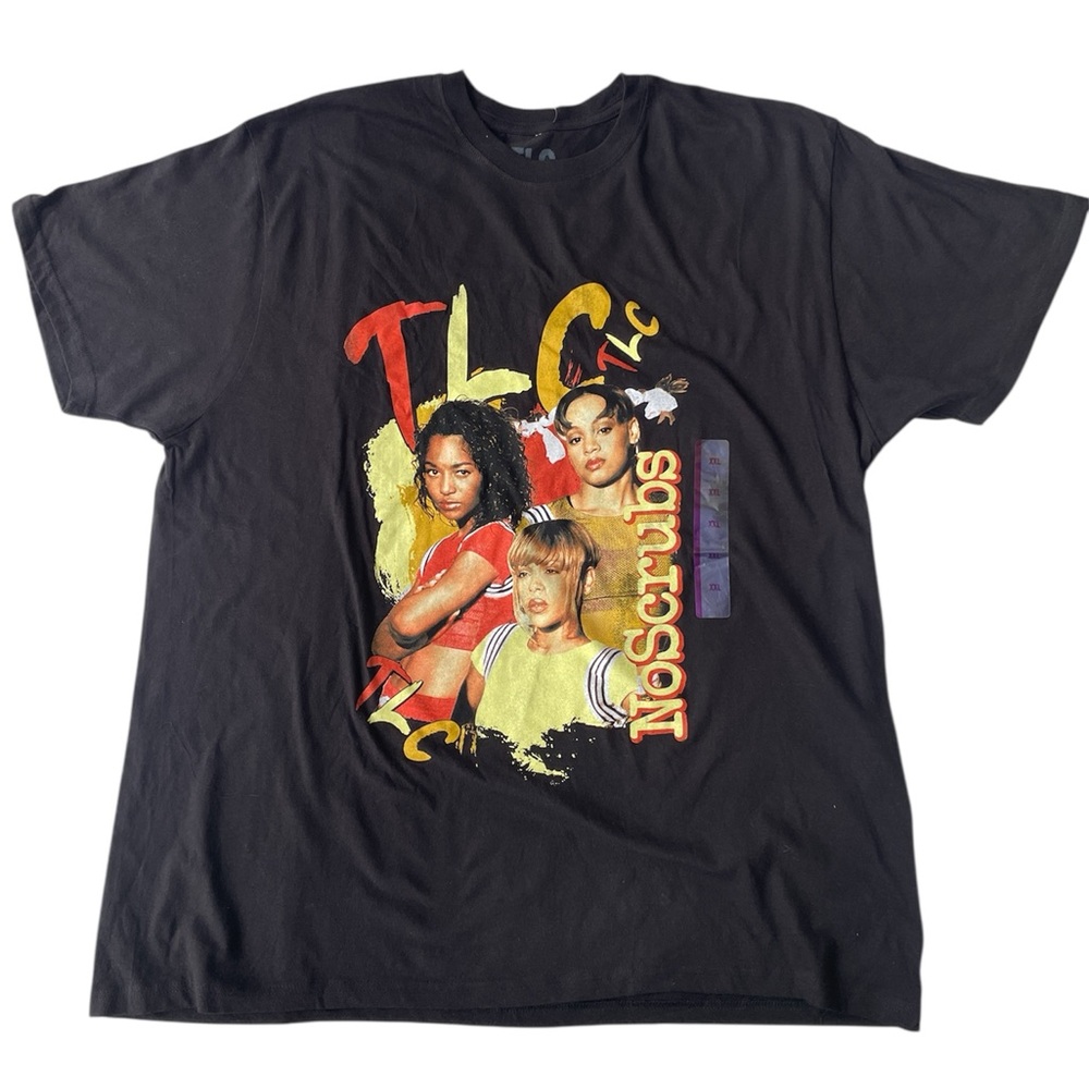 TLC No Scrubs Logo T-shirt Black Multi Short Sleeves Cotton Unisex Size 2XL New